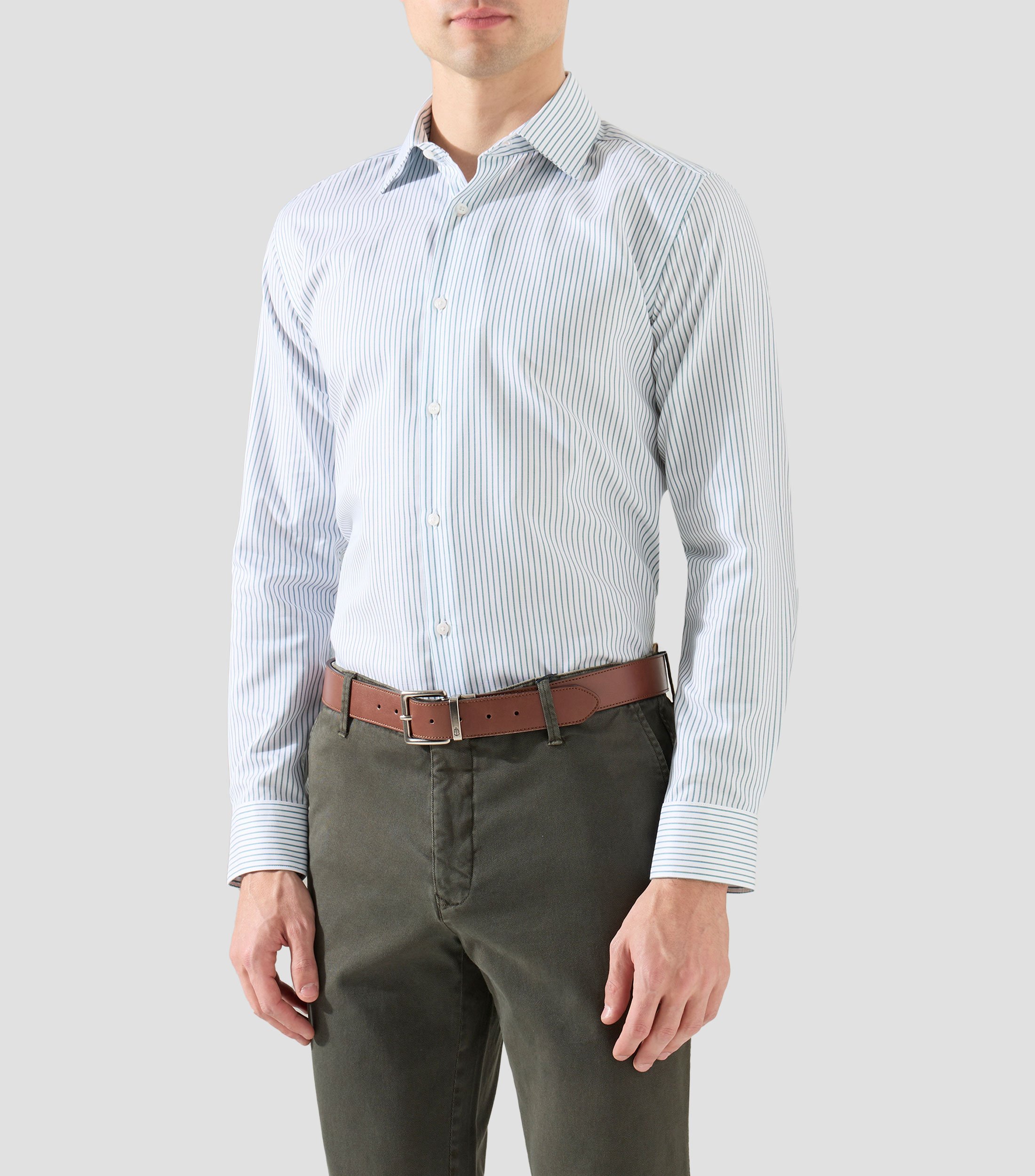 Camisa a rayas manga larga Hombre